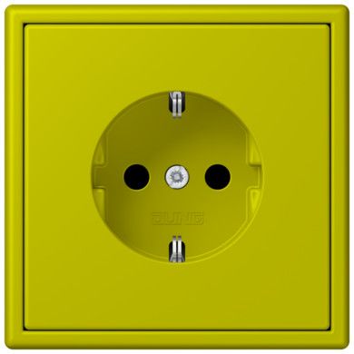 Розетка Jung Les Couleurs® Le Corbusier vert olive vif SCHUKO® со встроенной повышенной защитой от прикосновения LC1520KI4320F LC1520KI4320F  фото | Capital Power - инженерные системы