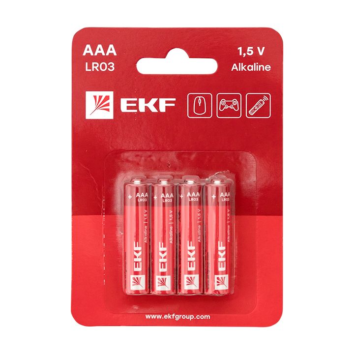Алкалиновая батарейка типа ААА(LR03) блистер 4шт, EKF LR03-BL4  фото | Capital Power - инженерные системы