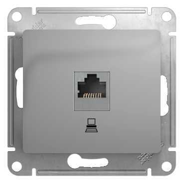 Розетка Systeme Electric серии Glossa компьютерная RJ45 кат.5Е, механизм, АЛЮМИНИЙ GSL000381K  фото | Capital Power - инженерные системы