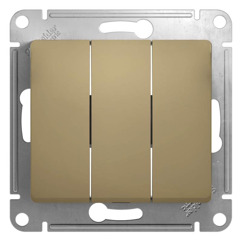 Выключатель 3-клавишный Systeme Electric серии Glossa, сх.1+1+1, 10АХ, механизм, ТИТАН GSL000431  фото | Capital Power - инженерные системы