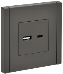 Розетка USB A+C 18Вт FP351 серый IEK серии FORTE&PIANO FP-U22-018-K03  фото | Capital Power - инженерные системы