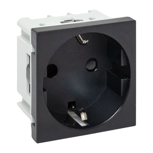 Розетка 45x45 с зазем,, с защ, шторками, 90 градусов, черная, матовая EKF E2MR16-028-30  фото | Capital Power - инженерные системы