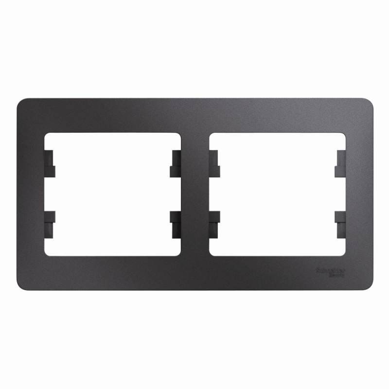 Рамка Systeme Electric серии Glossa 2 поста, горизонтальная, ГРАФИТ GSL001302  фото | Capital Power - инженерные системы