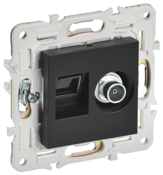 Розетка двойная TV+RJ45 кат.6 SK-A15Bl черный IEK серии SKANDY SK-AK20-2-K02  фото | Capital Power - инженерные системы