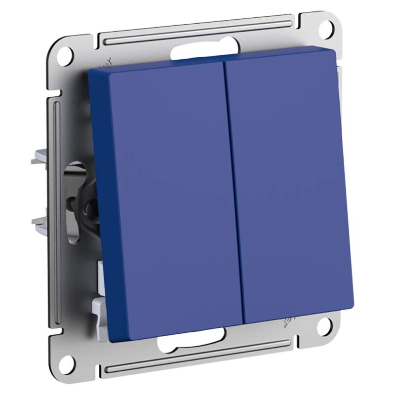 Выключатель кнопочный 2-клавишный Systeme Electric серии AtlasDesign, Сх.2, 10А, Механизм, Аквамарин ATN001117  фото | Capital Power - инженерные системы