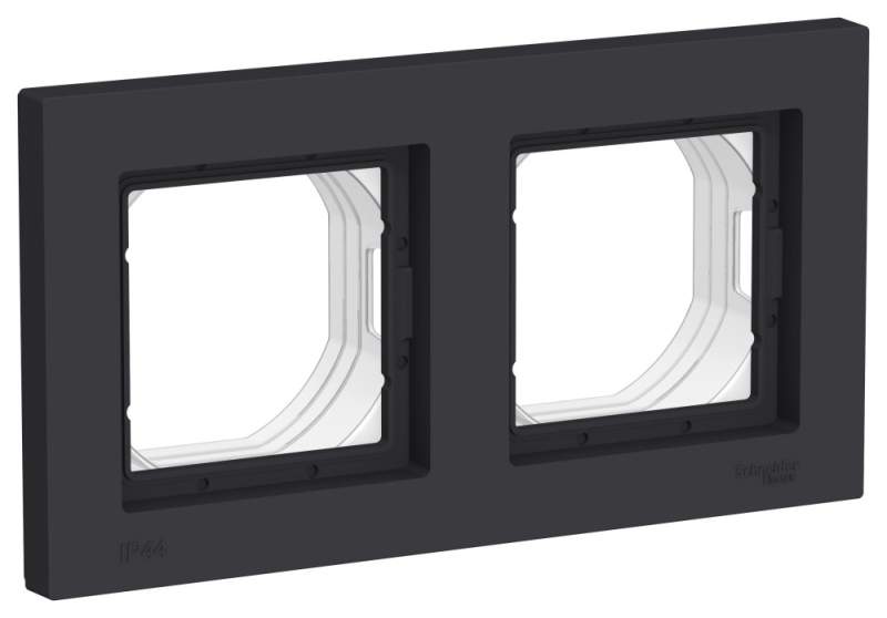 Рамка Systeme Electric серии AtlasDesign Aqua 2 поста IP44, Карбон ATN441002  фото | Capital Power - инженерные системы