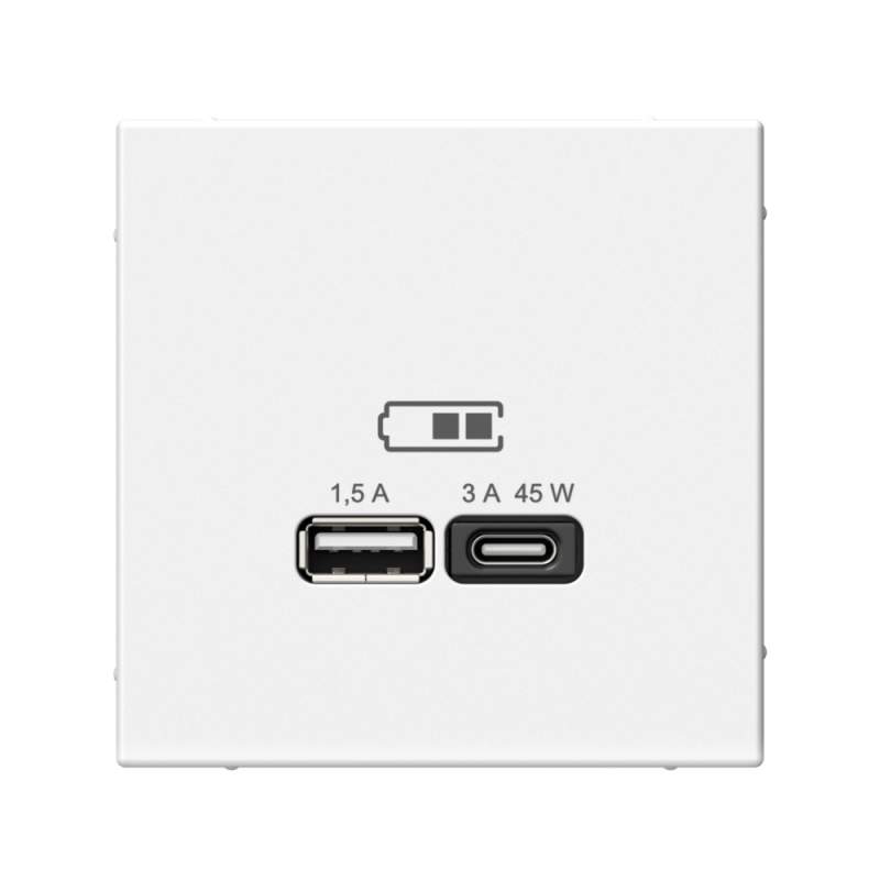 Розетка USB Systeme Electric серии ArtGallery A + тип-C 45Вт высокоскор.заряд. QC, PD, механизм, ЛОТОС GAL001329  фото | Capital Power - инженерные системы