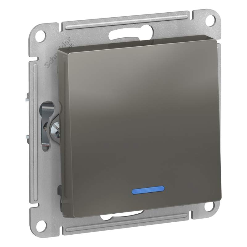 Выключатель с подсветкой Systeme Electric серии AtlasDesign, Сх.1А, 10Ах, Механизм, Сталь ATN000913  фото | Capital Power - инженерные системы