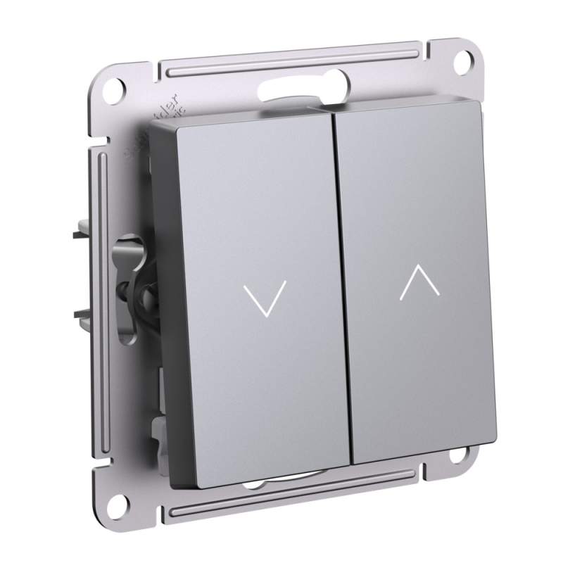 Выключатель для жалюзи 2-клавишный Systeme Electric серии AtlasDesign, 2Х Сх.4, 10А, Мех., Сталь ATN000919  фото | Capital Power - инженерные системы