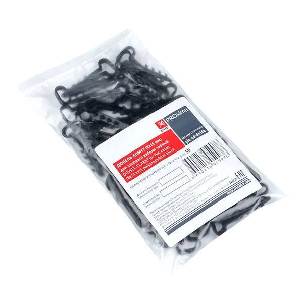 Дюбель-хомут (6х14 мм) для плоского кабеля черный (50 шт,) EKF PROxima PLC-CD-6X14B  фото | Capital Power - инженерные системы