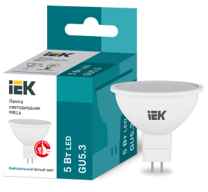 Лампа светодиодная MR16 софит 5Вт 230В 4000К GU5.3 IEK LLE-MR16-5-230-40-GU5  фото | Capital Power - инженерные системы