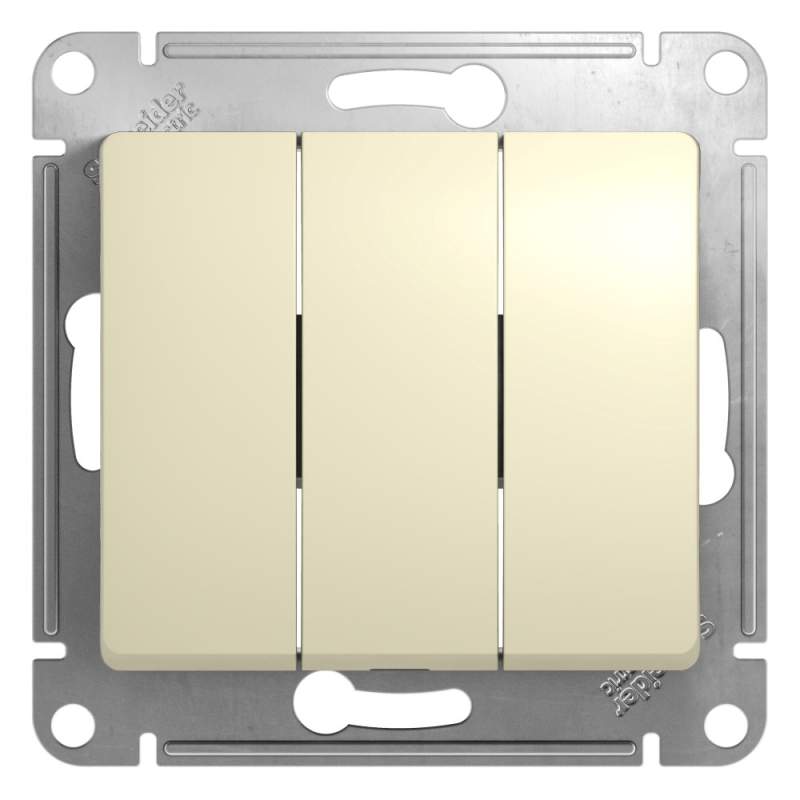 Выключатель 3-клавишный Systeme Electric серии Glossa, сх.1+1+1, 10АХ, механизм, БЕЖЕВЫЙ GSL000231  фото | Capital Power - инженерные системы