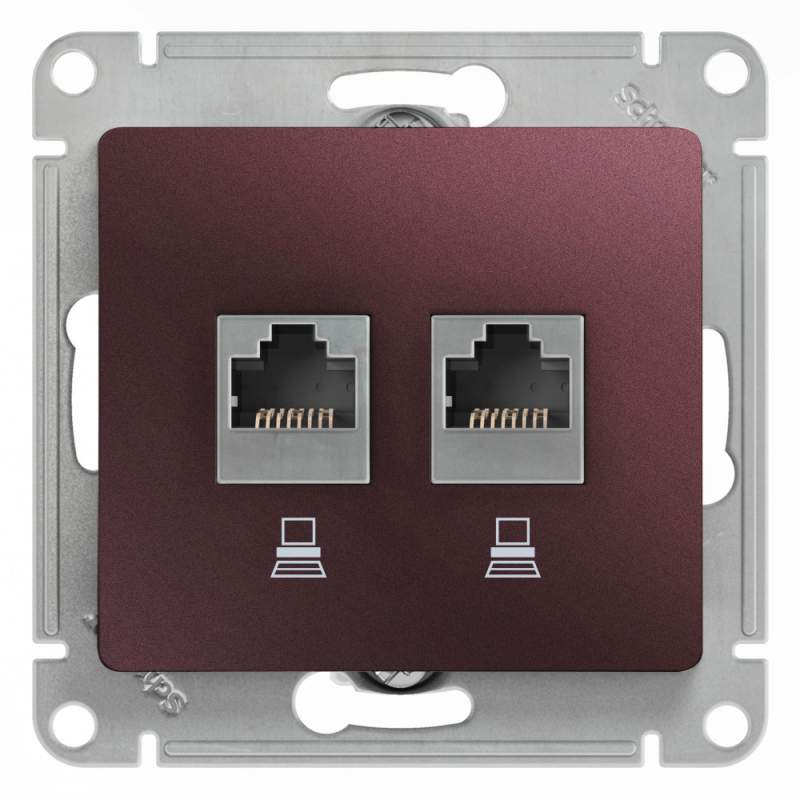 Розетка Systeme Electric серии Glossa двойная компьютерная RJ45+RJ45, кат.5Е, механизм, БАКЛАЖАНОВЫЙ GSL001185KK  фото | Capital Power - инженерные системы