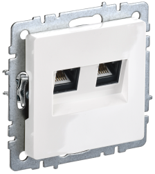 Розетка двойная RJ11+RJ45 кат.5E РК/Т12-БрБ белый IEK серии BRITE BR-KT20-O-1-K01  фото | Capital Power - инженерные системы