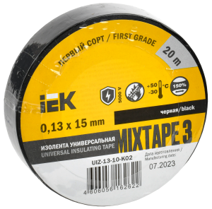MIXTAPE 3 Изолента 0,13х15мм черная 20м IEK UIZ-13-10-K02  фото | Capital Power - инженерные системы