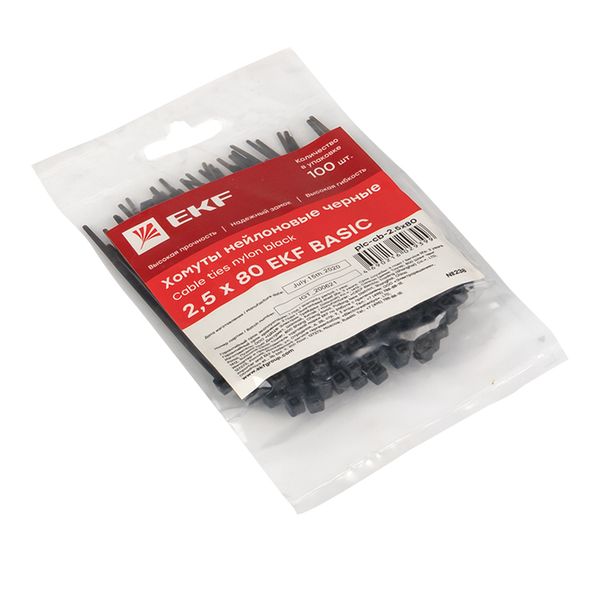 Хомут нейлоновый черный (2,5х80) (100шт,) EKF Basic PLC-CB-2.5X80  фото | Capital Power - инженерные системы