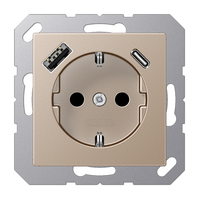Розетка Jung A серия шампань SCHUKO® с USB-интерфейсом с 1 гнездо USB типа A и 1 гнездо USB типа C A1520-15CACH A1520-15CACH  фото | Capital Power - инженерные системы