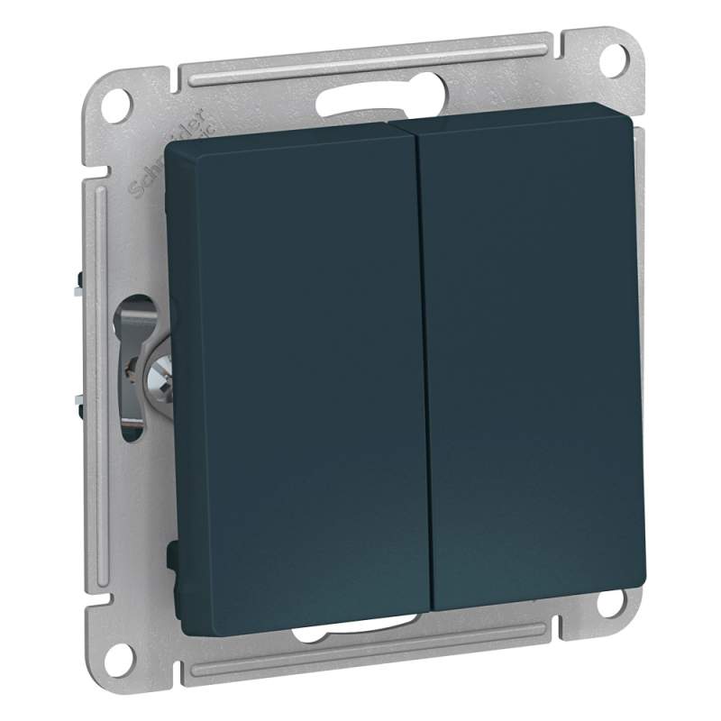 Переключатель 2-клавишный Systeme Electric серии AtlasDesign, Сх.6/2, 10Ах, Механизм, Изумруд ATN000865  фото | Capital Power - инженерные системы