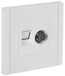 Розетка двойная TV+RJ45 кат.5E FP236 белый IEK серии FORTE&PIANO FP-AK20-1-K01  фото | Capital Power - инженерные системы