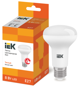 Лампа светодиодная R63 рефлектор 8Вт 230В 3000К E27 IEK LLE-R63-8-230-30-E27  фото | Capital Power - инженерные системы