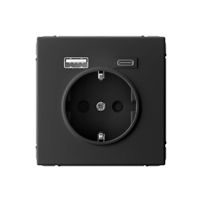Розетка USB Systeme Electric серии ArtGallery комбо: 16А с 2 USB A+C, 5В/2,4А/3,0А, 2х5В/1,5А, механизм, КАРБОН GAL001032  фото | Capital Power - инженерные системы