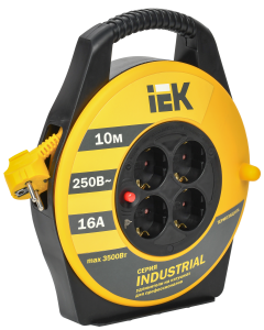 Катушка УК10 4 места с заземлением с термозащитой 3х1,5мм2 "Industrial" 10м IEK WKP15-16-04-10  фото | Capital Power - инженерные системы