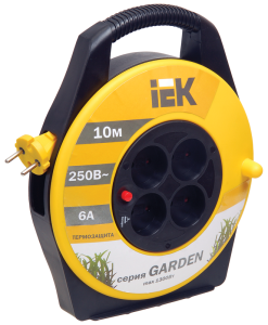 Катушка УК10 4 места без заземления с термозащитой 2х0,75мм2 "Garden" 10м IEK WKP23-06-04-10  фото | Capital Power - инженерные системы