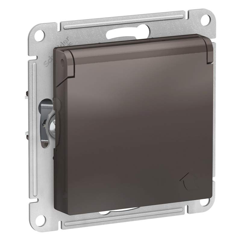 Розетка Systeme Electric серии AtlasDesign С Заземл. Со Шторками С Крышкой, 16А, Ip20, Механизм, Мокко ATN000646  фото | Capital Power - инженерные системы
