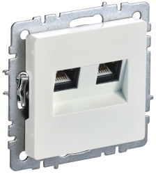 Розетка двойная RJ11+RJ45 кат.5E РК/Т12-БрЖ жемчуг IEK серии BRITE BR-KT20-O-1-K36  фото | Capital Power - инженерные системы