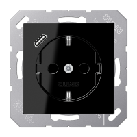 Розетка Jung A серия Чёрная SCHUKO® с 1 USB-портом типа С A1520-18CSW A1520-18CSW  фото | Capital Power - инженерные системы