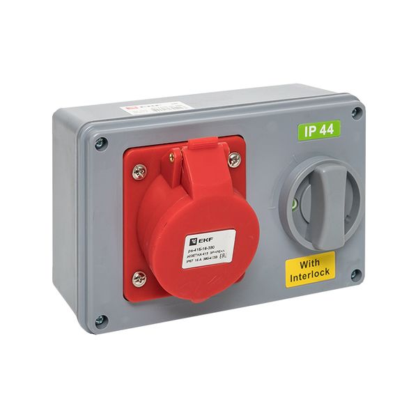 Розетка с блокировкой и выключателем 1415 3Р+РЕ+N 16А 380В IP44 EKF PS-1415-16-380  фото | Capital Power - инженерные системы