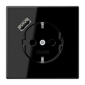 Розетка Jung LS серия черная SCHUKO® с USB-интерфейсом с 1 USB-портом типа A LS1520-18ASW LS1520-18ASW  фото | Capital Power - инженерные системы