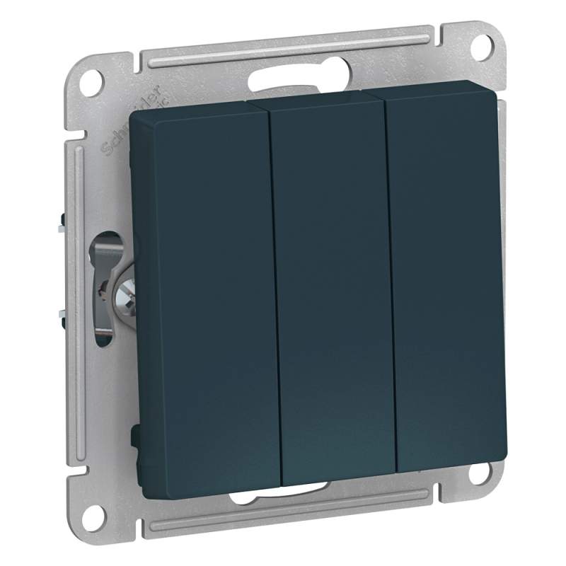 Выключатель 3-клавишный Systeme Electric серии AtlasDesign, Сх.1+1+1, 10Ах, Механизм, Изумруд ATN000831  фото | Capital Power - инженерные системы