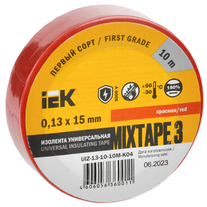 MIXTAPE 3 Изолента 0,13х15мм красная 10м IEK UIZ-13-10-10M-K04  фото | Capital Power - инженерные системы