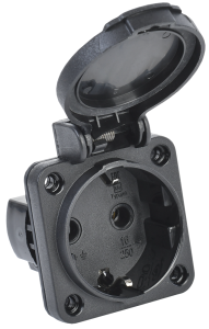 MAGNUM Розетка панельная SCHUKO РП14-3 с крышкой IP54 черный IEK PSN71-016-3-2-54-K02  фото | Capital Power - инженерные системы