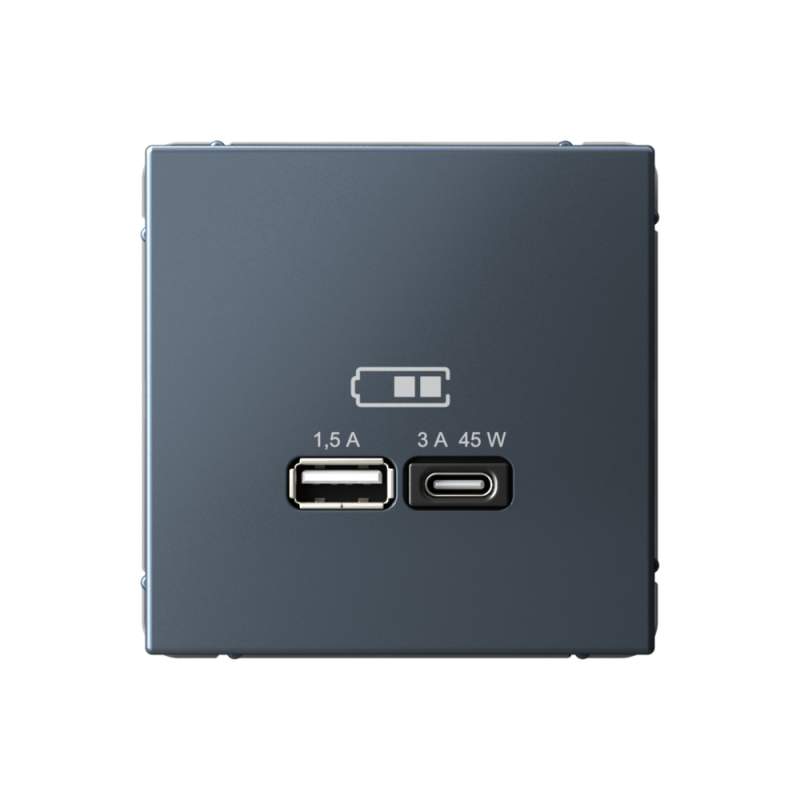 Розетка USB Systeme Electric серии ArtGallery A + тип-C 45Вт высокоскор.заряд. QC, PD, механизм, ГРИФЕЛЬ GAL000729  фото | Capital Power - инженерные системы