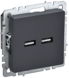 Розетка USB A+A 5В 3,1А РЮ10-1-БрГ графит IEK серии BRITE BR-U21-D31-K53  фото | Capital Power - инженерные системы