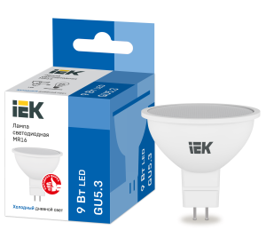 Лампа светодиодная MR16 софит 9Вт 230В 6500К GU5.3 IEK LLE-MR16-9-230-65-GU5  фото | Capital Power - инженерные системы