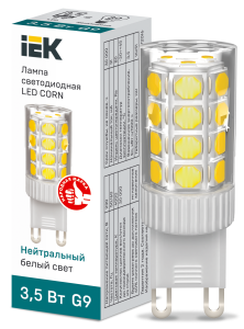 Лампа светодиодная CORN капсула 3,5Вт 230В 4000К керамика G9 IEK LLE-CORN-4-230-40-G9  фото | Capital Power - инженерные системы