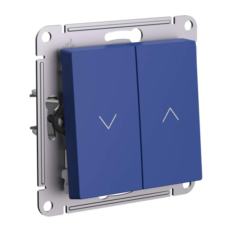 Выключатель для жалюзи 2-клавишный Systeme Electric серии AtlasDesign, 2Х Сх.4, 10А, Мех., Аквамарин ATN001119  фото | Capital Power - инженерные системы