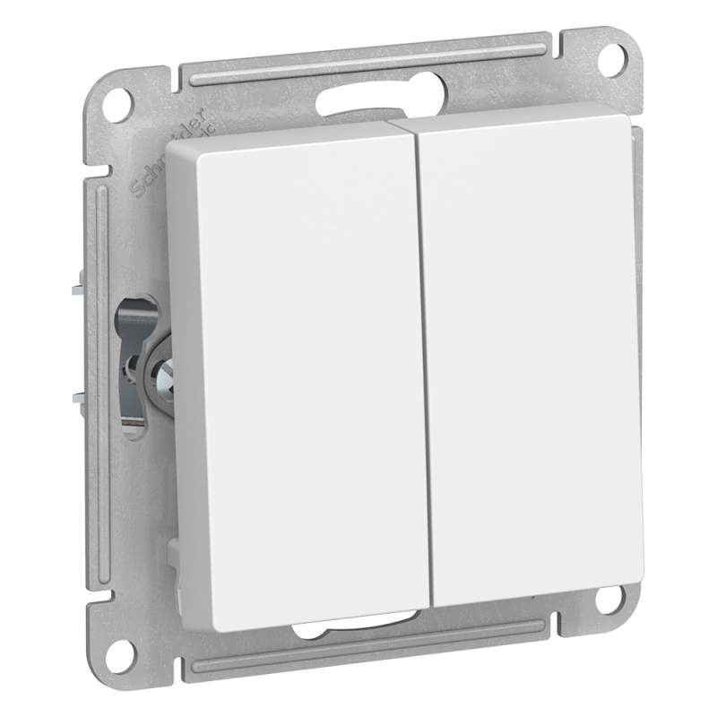 Выключатель 2-клавишный Systeme Electric серии AtlasDesign, Сх.5, 10Ах, Механизм, Белый ATN000151  фото | Capital Power - инженерные системы