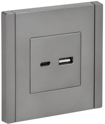 Розетка USB A+C 3,1А FP550 сталь IEK серии FORTE&PIANO FP-U22-D31-K46  фото | Capital Power - инженерные системы