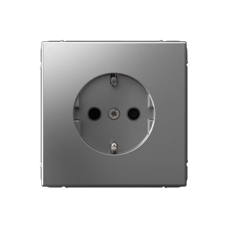 Розетка Systeme Electric серии ArtGallery с заземлением со шторками, 16А, механизм, СТАЛЬ GAL000945  фото | Capital Power - инженерные системы