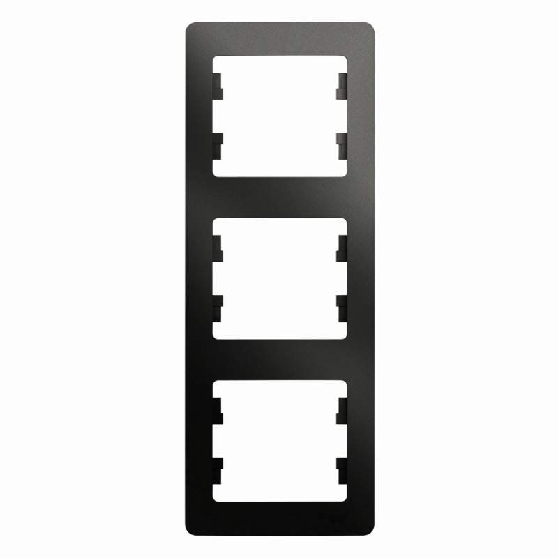 Рамка Systeme Electric серии Glossa 3 поста, вертикальная, АНТРАЦИТ GSL000707  фото | Capital Power - инженерные системы