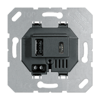 USB зарядное устройство Jung LS серия Чёрная с 1 гнездо USB типа A и 1 гнездо USB типа C USB15CASW USB15CASW  фото | Capital Power - инженерные системы