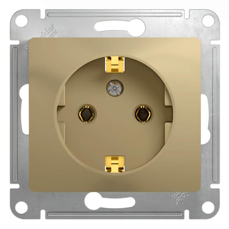 Розетка Systeme Electric серии Glossa с заземлением, 16А, механизм, ТИТАН GSL000443  фото | Capital Power - инженерные системы