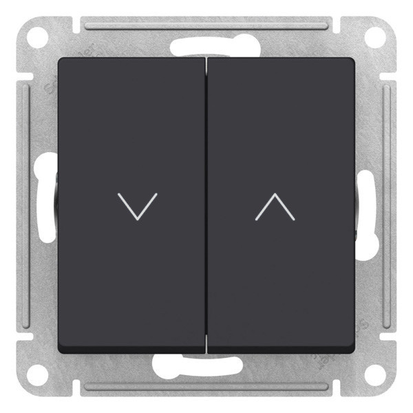 Выключатель для жалюзи 2-клавишный Systeme Electric серии AtlasDesign, 2Х Сх.4, 10А, Мех., Карбон ATN001019  фото | Capital Power - инженерные системы