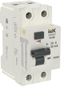 ARMAT Выключатель дифференциального тока R10N 2P 25А 30мА тип AC IEK AR-R10N-2-025C030  фото | Capital Power - инженерные системы