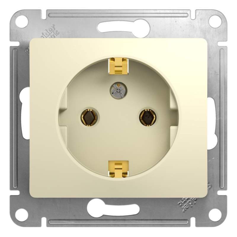 Розетка Systeme Electric серии Glossa с заземлением, 16А, механизм, БЕЖЕВЫЙ GSL000243  фото | Capital Power - инженерные системы