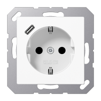 Розетка Jung A серия Белая SCHUKO® с 1 USB-портом типа С A1520-18CWW A1520-18CWW  фото | Capital Power - инженерные системы